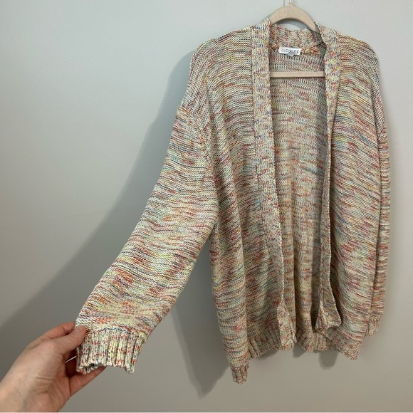 Lucy Paris Cream Multicolor Rainbow Light Knit Cardigan Sweater Size Medium - Picture 4 of 8